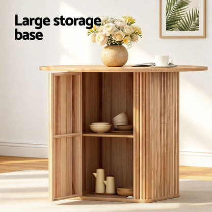 1 Artiss Dining Table and 4 Chairs Set Natural Timber