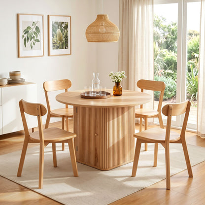 1 Artiss Dining Table and 4 Chairs Set Natural Timber