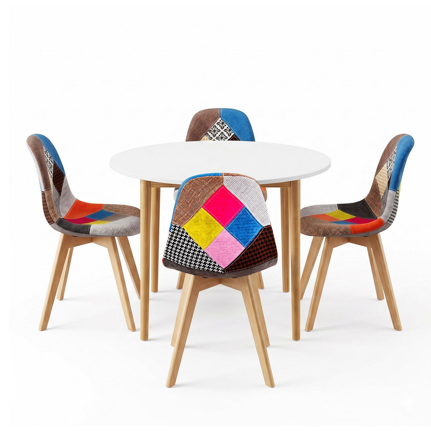 1 Artiss Dining Table and 4 Fabric Eiffel Chairs Set White
