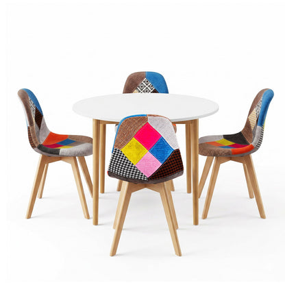 1 Artiss Dining Table and 4 Fabric Eiffel Chairs Set White