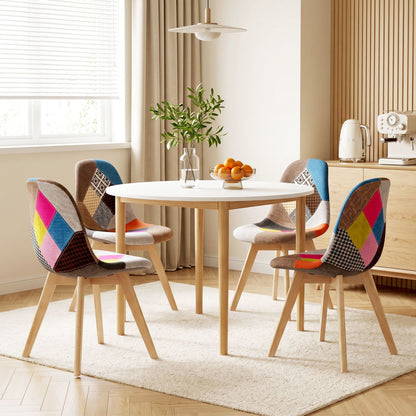 1 Artiss Dining Table and 4 Fabric Eiffel Chairs Set White