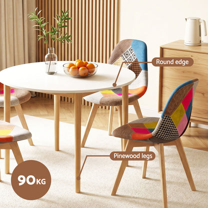 1 Artiss Dining Table and 4 Fabric Eiffel Chairs Set White