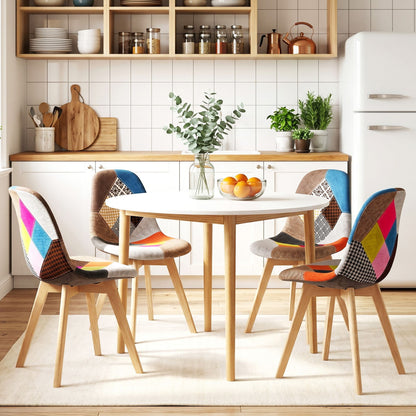 1 Artiss Dining Table and 4 Fabric Eiffel Chairs Set White