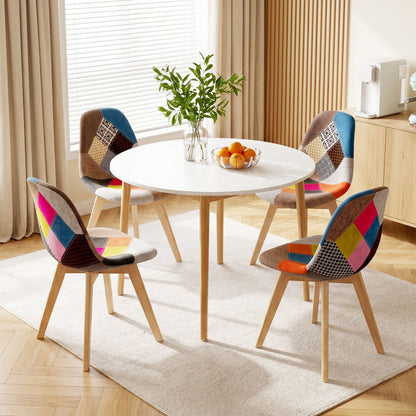 1 Artiss Dining Table and 4 Fabric Eiffel Chairs Set White