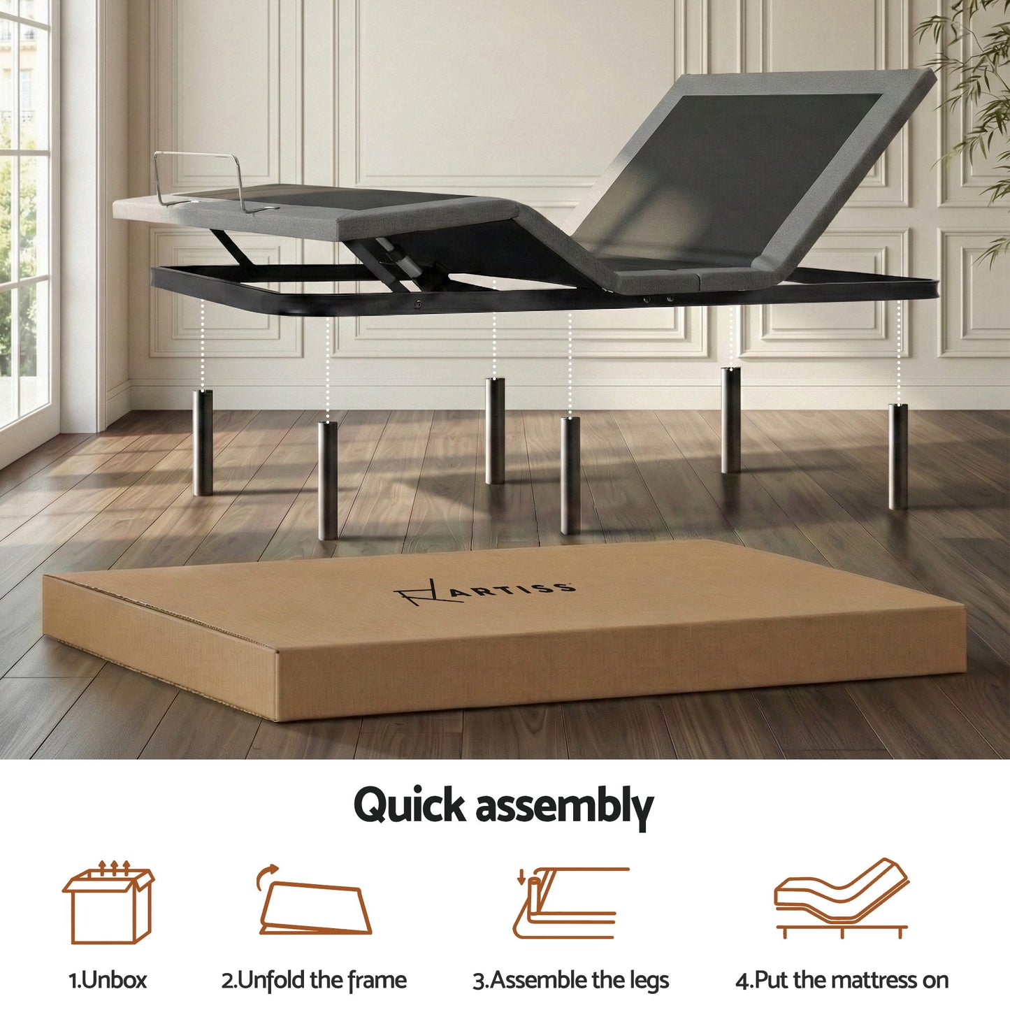Artiss Adjustable Bed Frame Queen Size Electric Bed Base Wireless Remote Control Zero Gravity Power Bed Foundation