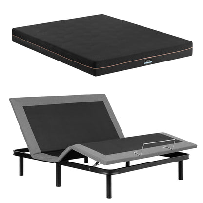 Artiss King size bed frame with Giselle Bedding King Mattress, adjustable bed Base Combo for Snoring Relief, Independent Head Foot Incline, Wireless Remote, Black,18cm Thickness
