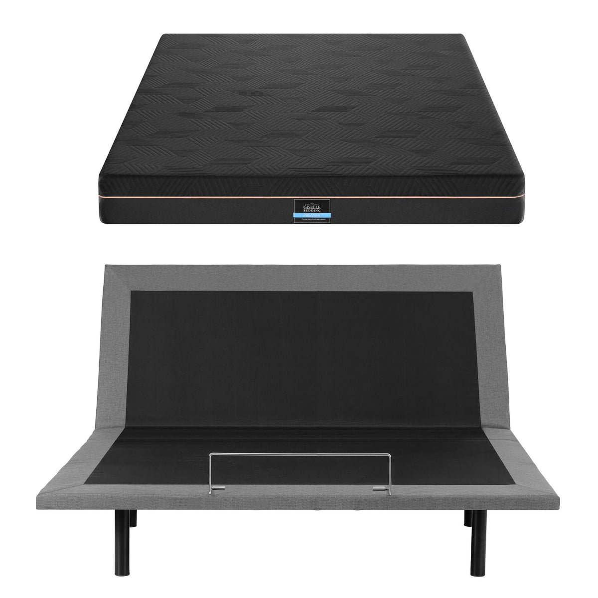Artiss King size bed frame with Giselle Bedding King Mattress, adjustable bed Base Combo for Snoring Relief, Independent Head Foot Incline, Wireless Remote, Black,18cm Thickness