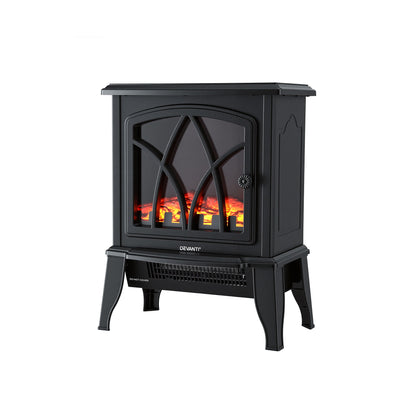 Devanti 2000W Electric Fireplace Heater Stove Freestanding 3D Flame Effect Indoor Space Heaters