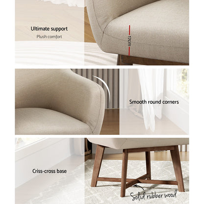 Artiss Armchair Tub Chair Beige Aston