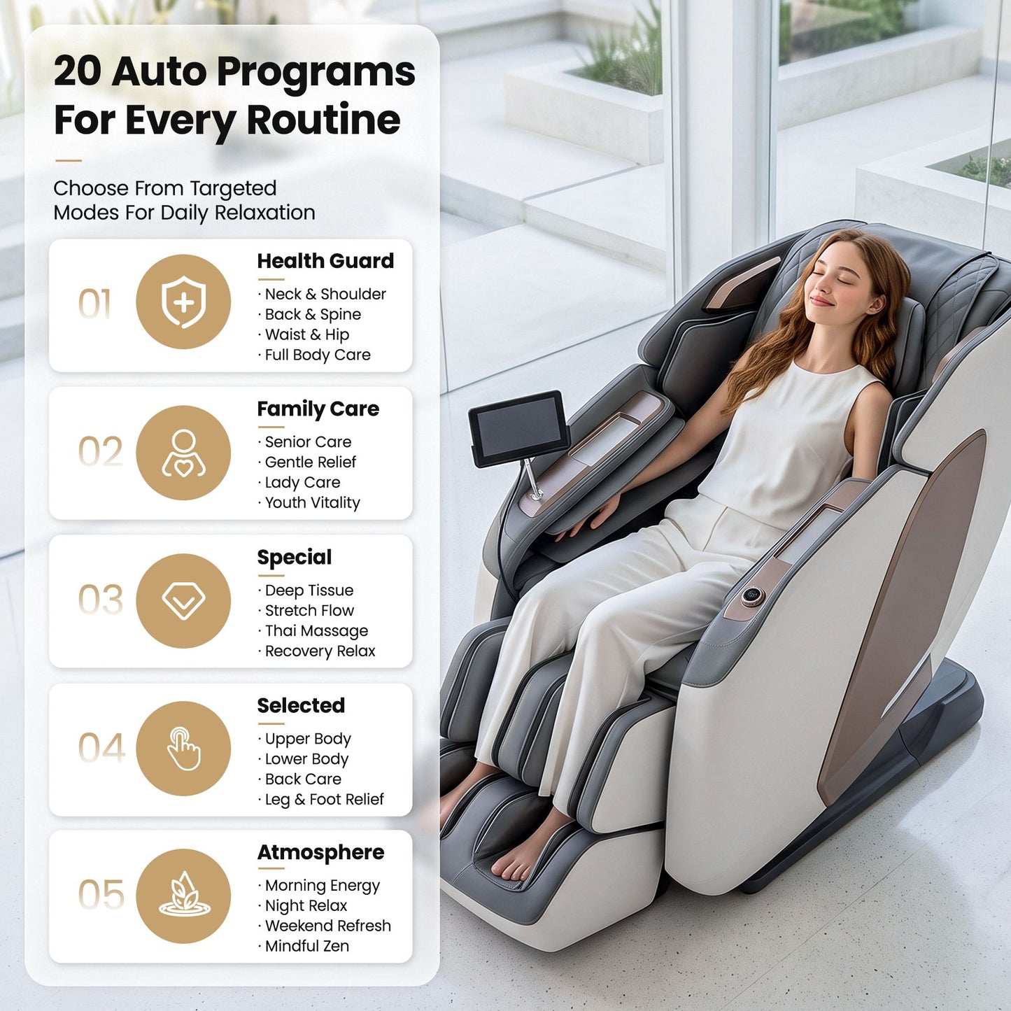 Livemor Prestige 4D Dual Mechanism Massage Chair, Full Body Zero Gravity Recliner with Extended SL Track, Body Scan, Air Compression, Waist Heating, Foot Rollers, Voice Control & Wireless Charging