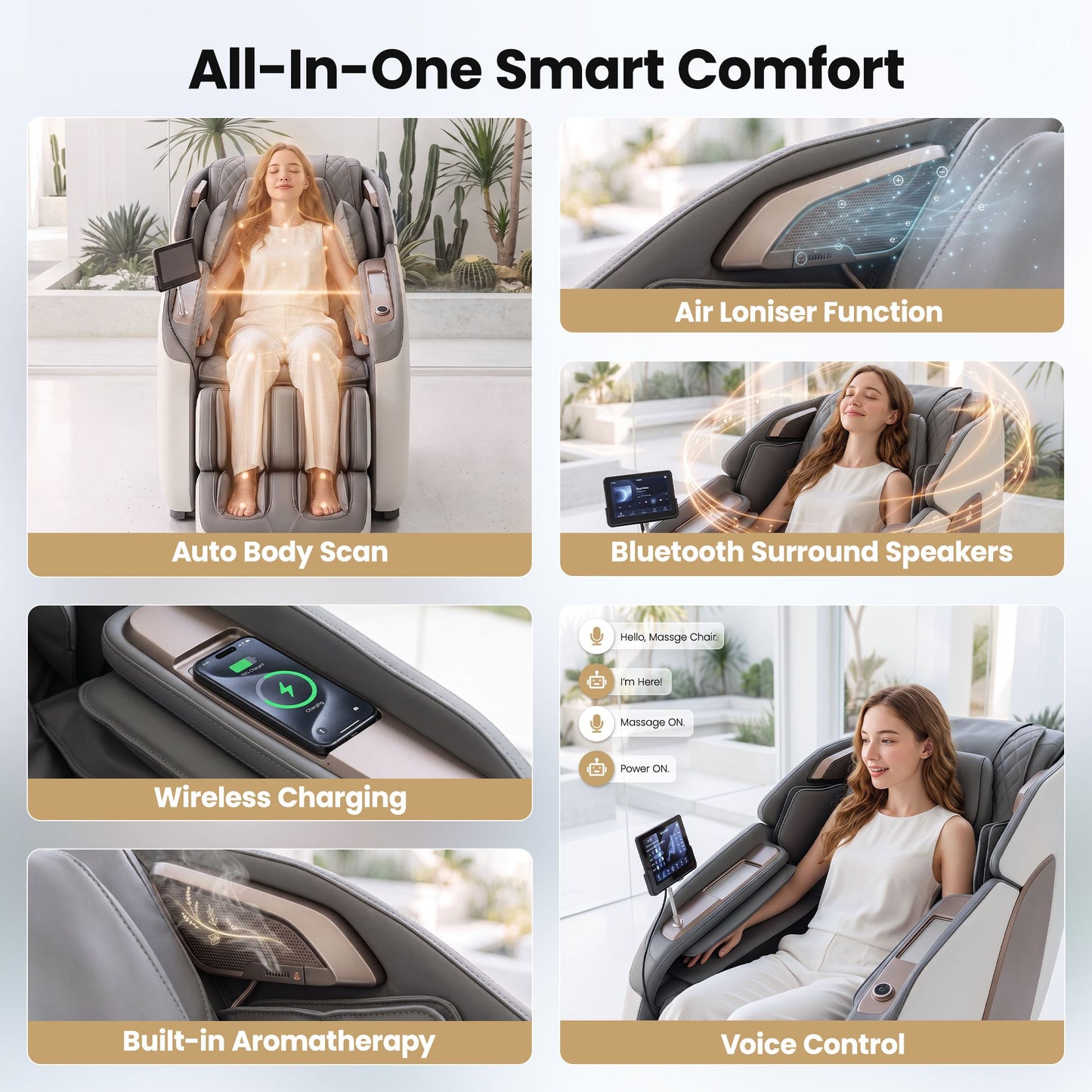 Livemor Prestige 4D Dual Mechanism Massage Chair, Full Body Zero Gravity Recliner with Extended SL Track, Body Scan, Air Compression, Waist Heating, Foot Rollers, Voice Control & Wireless Charging