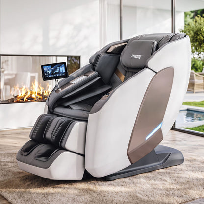 Livemor Prestige 4D Dual Mechanism Massage Chair, Full Body Zero Gravity Recliner with Extended SL Track, Body Scan, Air Compression, Waist Heating, Foot Rollers, Voice Control & Wireless Charging
