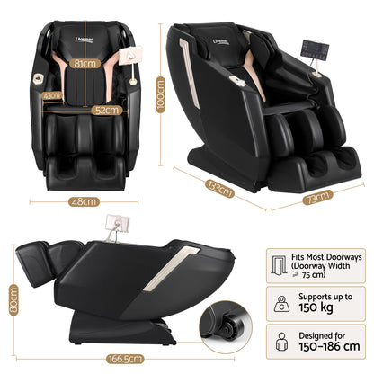 Livemor Flex Massage Chair Full Body with Heat Zero Gravity Recliner, 24 Airbags, Foot Massage, 6 Auto Programs, Voice Control, Bluetooth Speakers, Screen Control, Extendable Footrest