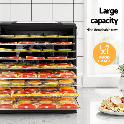 Devanti 9 Trays Food Dehydrator with Hanging Stainless Steel Tray