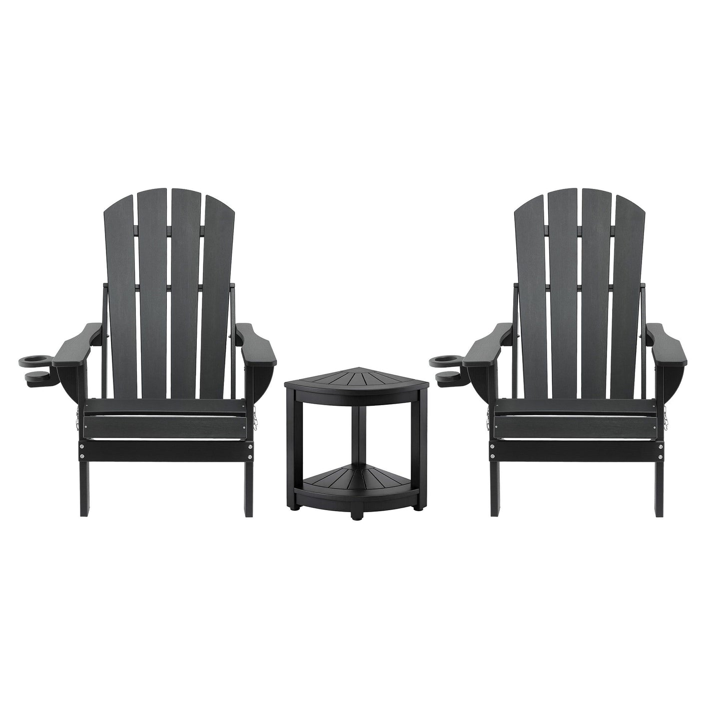 Gardeon Outdoor Table and Chairs HDPE Folding Adirondack Beach Chair Patio Furniture Black