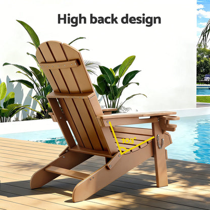 Gardeon Outdoor Table and Chairs HDPE Folding Adirondack Beach Chair Patio Furniture