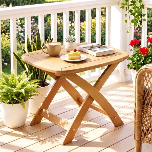 Gardeon Outdoor Coffee Side Table HDPE Desk Indoor Patio Furniture Garden Natural
