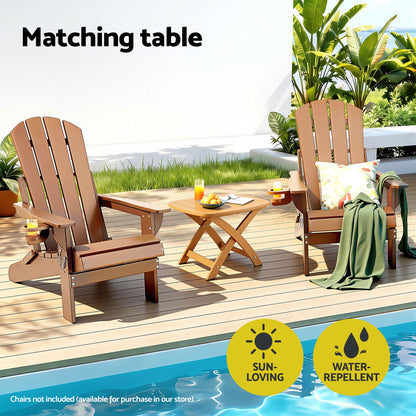Gardeon Outdoor Coffee Side Table HDPE Desk Indoor Patio Furniture Garden Natural