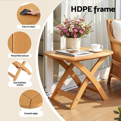 Gardeon Outdoor Coffee Side Table HDPE Desk Indoor Patio Furniture Garden Natural
