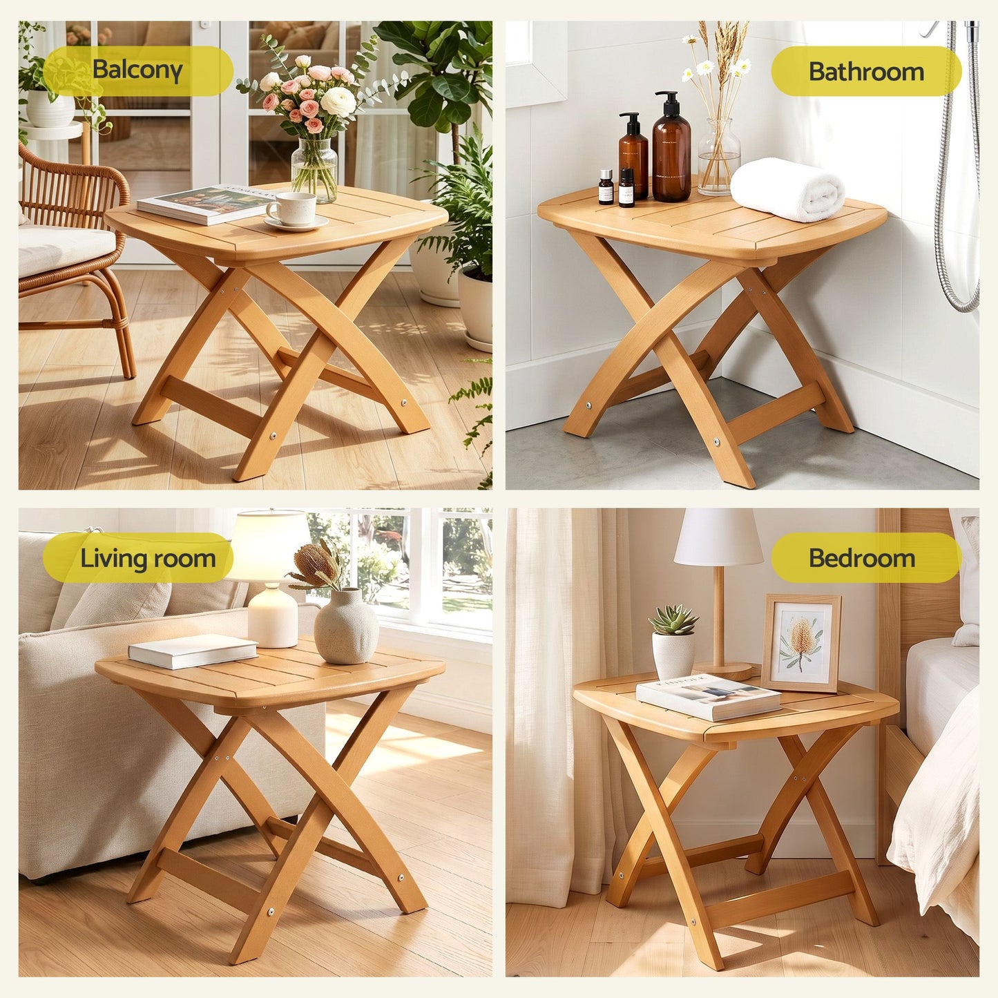 Gardeon Outdoor Coffee Side Table HDPE Desk Indoor Patio Furniture Garden Natural