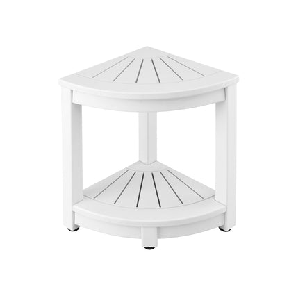 Gardeon Outdoor Coffee Side Table HDPE Desk Corner Shower Stool Bench Seat with Storage Shelf White