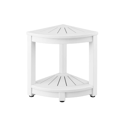 Gardeon Outdoor Coffee Side Table HDPE Desk Corner Shower Stool Bench Seat with Storage Shelf White