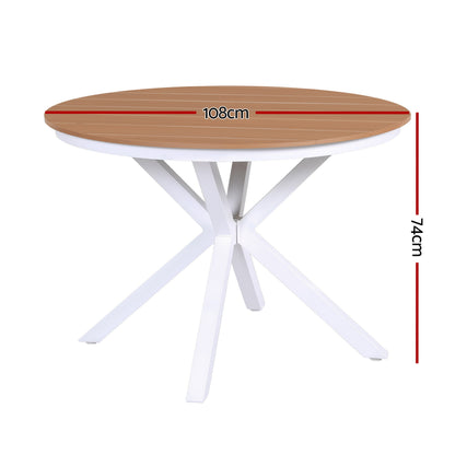 Gardeon Outdoor Dining Table 108CM Aluminum Frame WPC Top Desk Patio Furniture