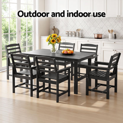 Gardeon 7 Piece Outdoor Dining Set Patio HDPE Table and Chairs Garden Furniture