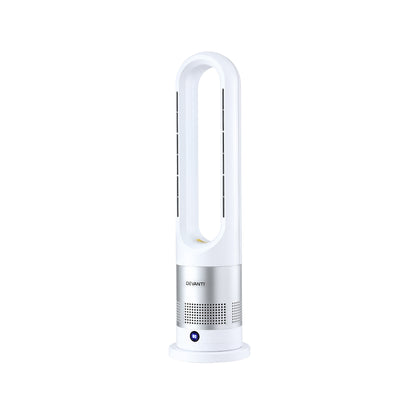 Devanti Bladeless Tower Fan Heater and Cooler 2in1 Portable Oscillation Fan for Bedroom Room Office Use White