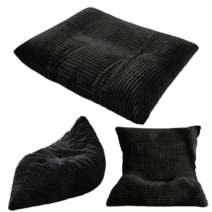 Artiss 3-in-1 Bean Bag Chair for Living Room Convertible Floor Sofa Dark Grey