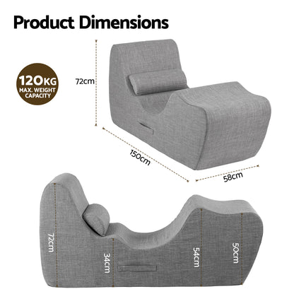 Artiss Chaise Lounge Chair Ergonomic S-Curve Floor Lounger Boneless Lounge Chairs Grey