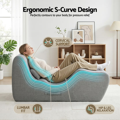 Artiss Chaise Lounge Chair Ergonomic S-Curve Floor Lounger Boneless Lounge Chairs Grey