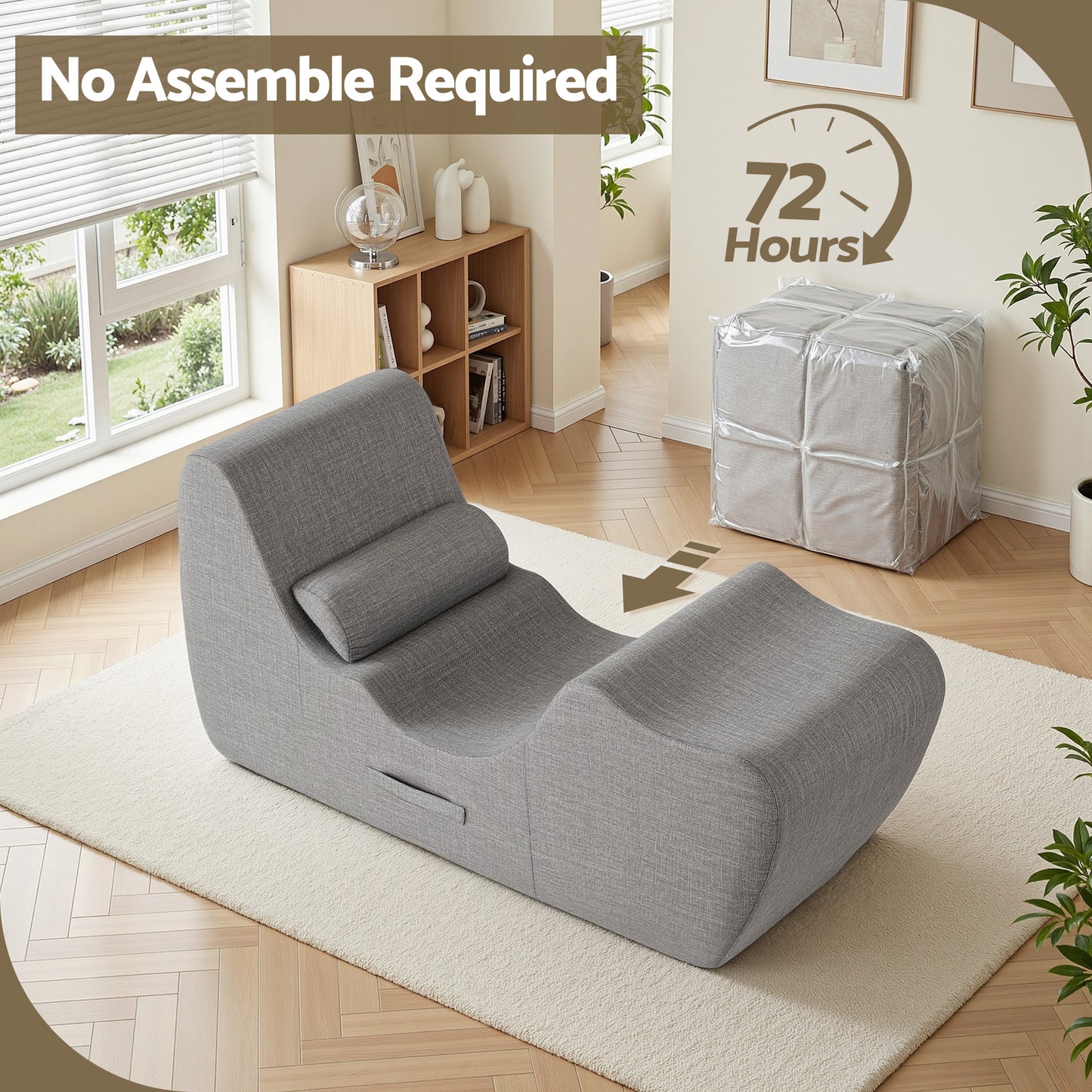 Artiss Chaise Lounge Chair Ergonomic S-Curve Floor Lounger Boneless Lounge Chairs Grey