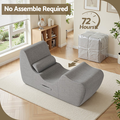 Artiss Chaise Lounge Chair Ergonomic S-Curve Floor Lounger Boneless Lounge Chairs Grey