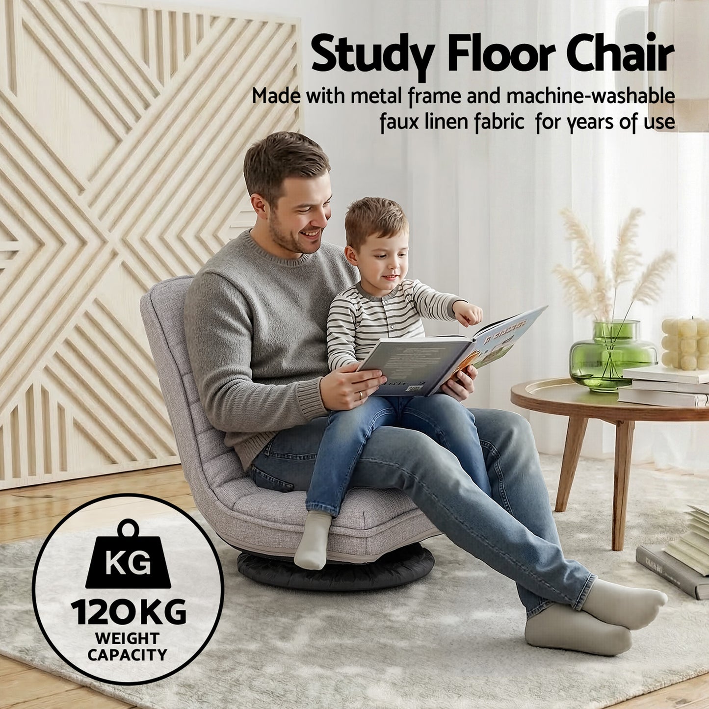 Artiss 2 Swivel Floor Chair 360 Adjustable Foldable Lounge Seat Floor Sofa Chair Grey