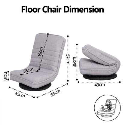 Artiss 4PCS Swivel Floor Chair 360 Adjustable Foldable Lounge Seat Floor Sofa Chair Grey