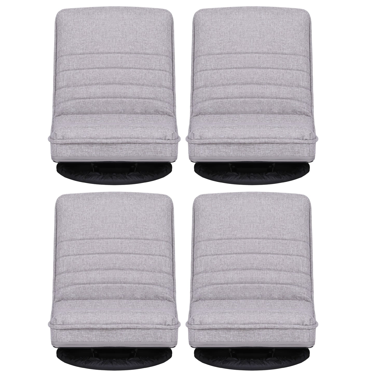Artiss 4PCS Swivel Floor Chair 360 Adjustable Foldable Lounge Seat Floor Sofa Chair Grey