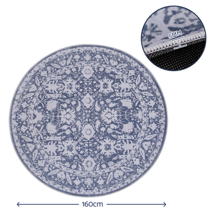 Artiss 120 cm Roung Rugs for Living Room Pad-Free Dense Dot Backing Stops Slipping & Robot Vacuum Friendly, Vintage Carpet for Reading Nook Dining Area, 100% Polyester Washable