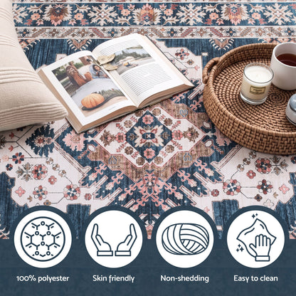 Artiss 60 x 120 cm Washable Runner Area Rug No Hard Glue Quilt-Like Soft for Home Decor, 0.5cm Ultra-Thin Pet Friendly Bohemian Medallion Bedroom Carpet