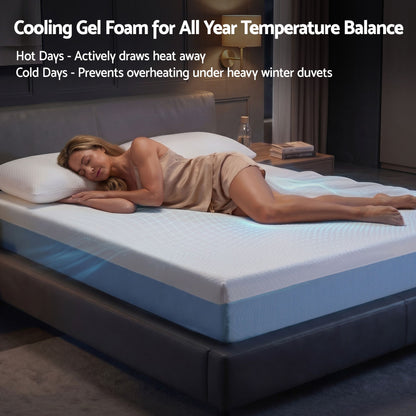 Giselle 22cm Cooling Gel Memory Foam Mattress Queen Medium Firm