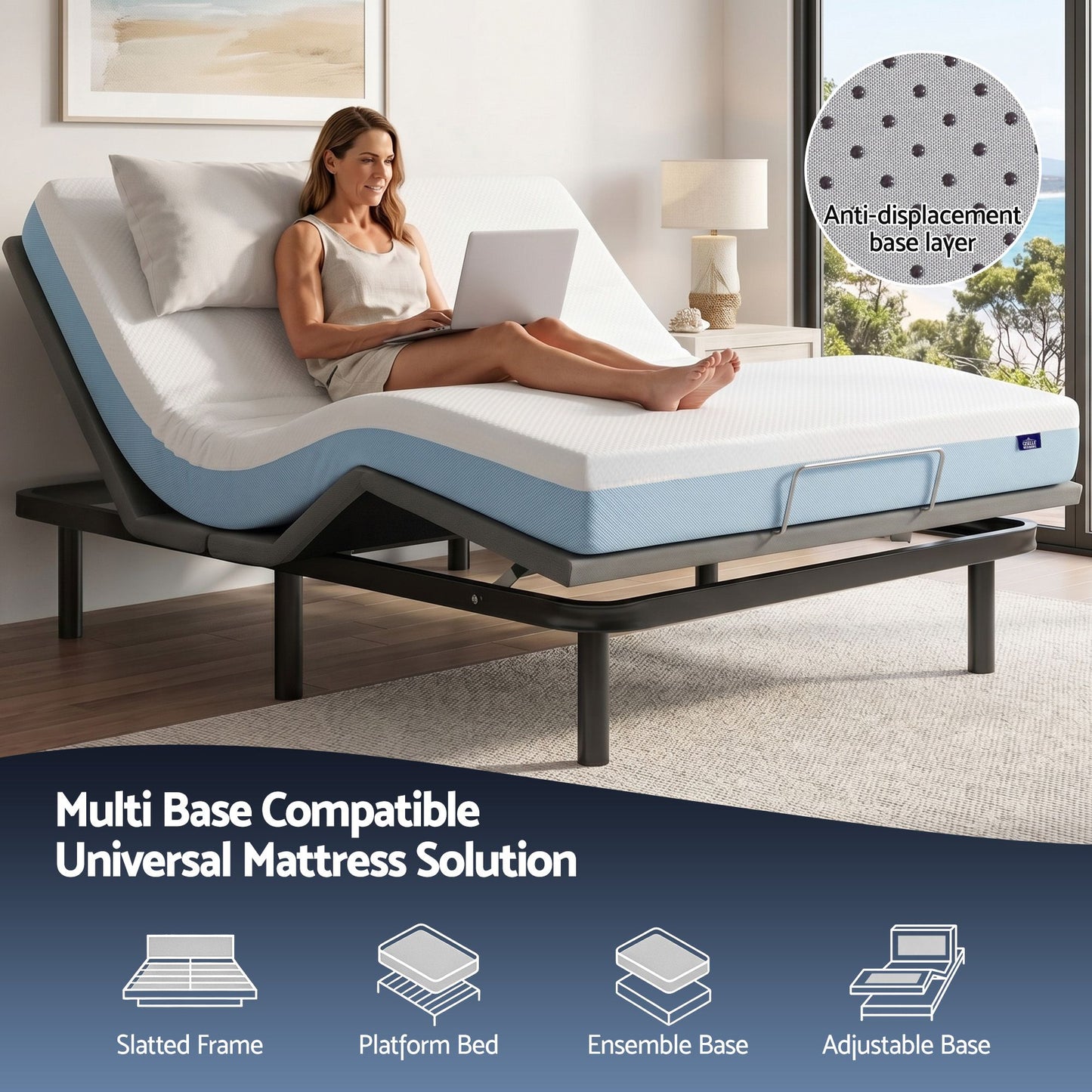 Giselle 22cm Cooling Gel Memory Foam Mattress Queen Medium Firm