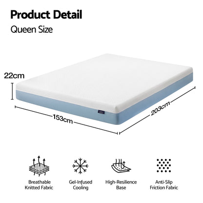 Giselle 22cm Cooling Gel Memory Foam Mattress Queen Medium Firm