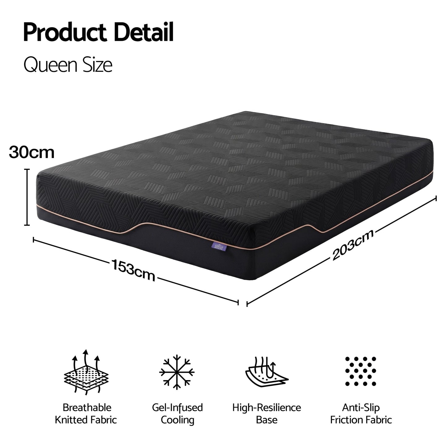 Giselle Queen Cooling Memory Foam Mattress Medium Firm with Gel Comfort 30cm