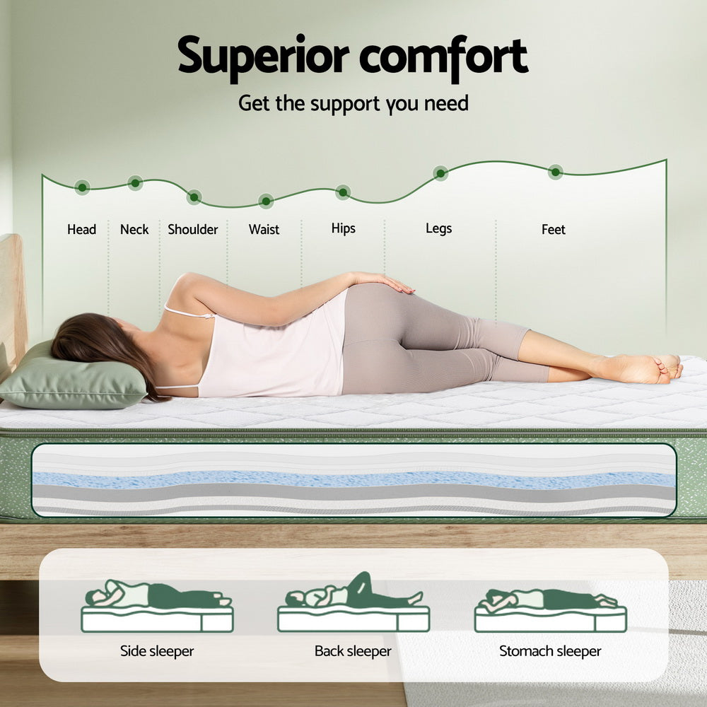 Giselle 25cm Memory Foam Mattress Dual Layer Zipper Cover Cool Charcoal Foam Mattresses Queen