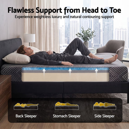 Giselle 25cm Double Memory Foam Mattress Gel Infused Foam Removable Cover
