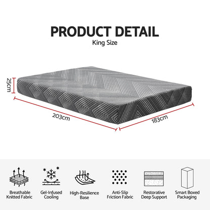 Giselle 25cm King Memory Foam Mattress Gel Infused Foam Removable Cover
