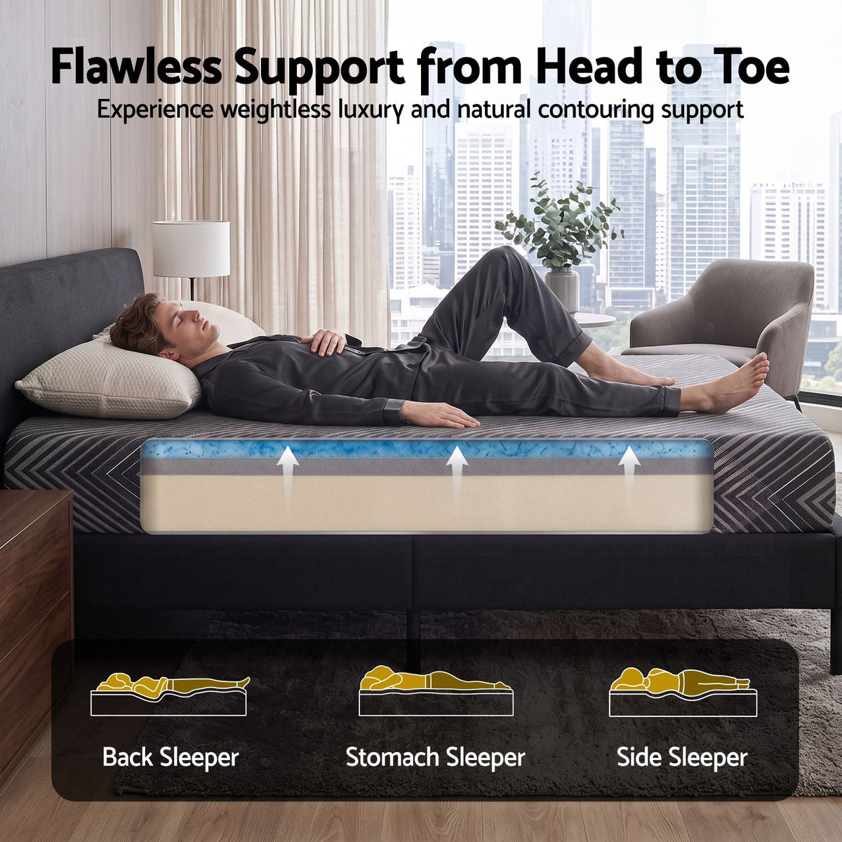 Giselle 25cm King Memory Foam Mattress Gel Infused Foam Removable Cover