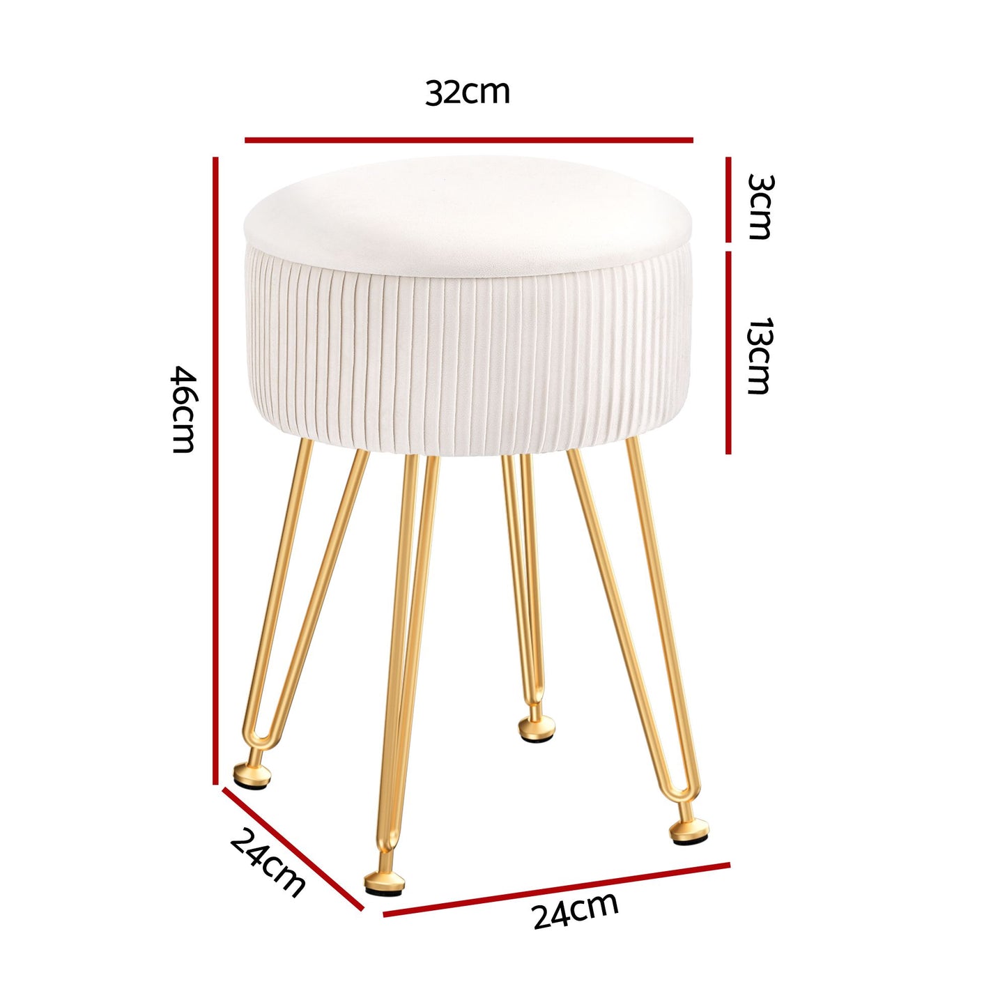Artiss Ottoman Storage Foot Stool Vanity Velvet Round White