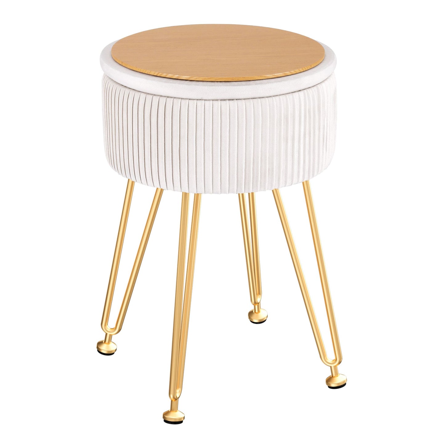 Artiss Ottoman Storage Foot Stool Vanity Velvet Round White