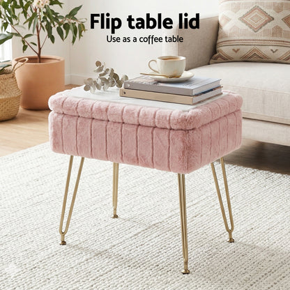 Artiss Storage Ottoman Vanity Foot Stool Pink